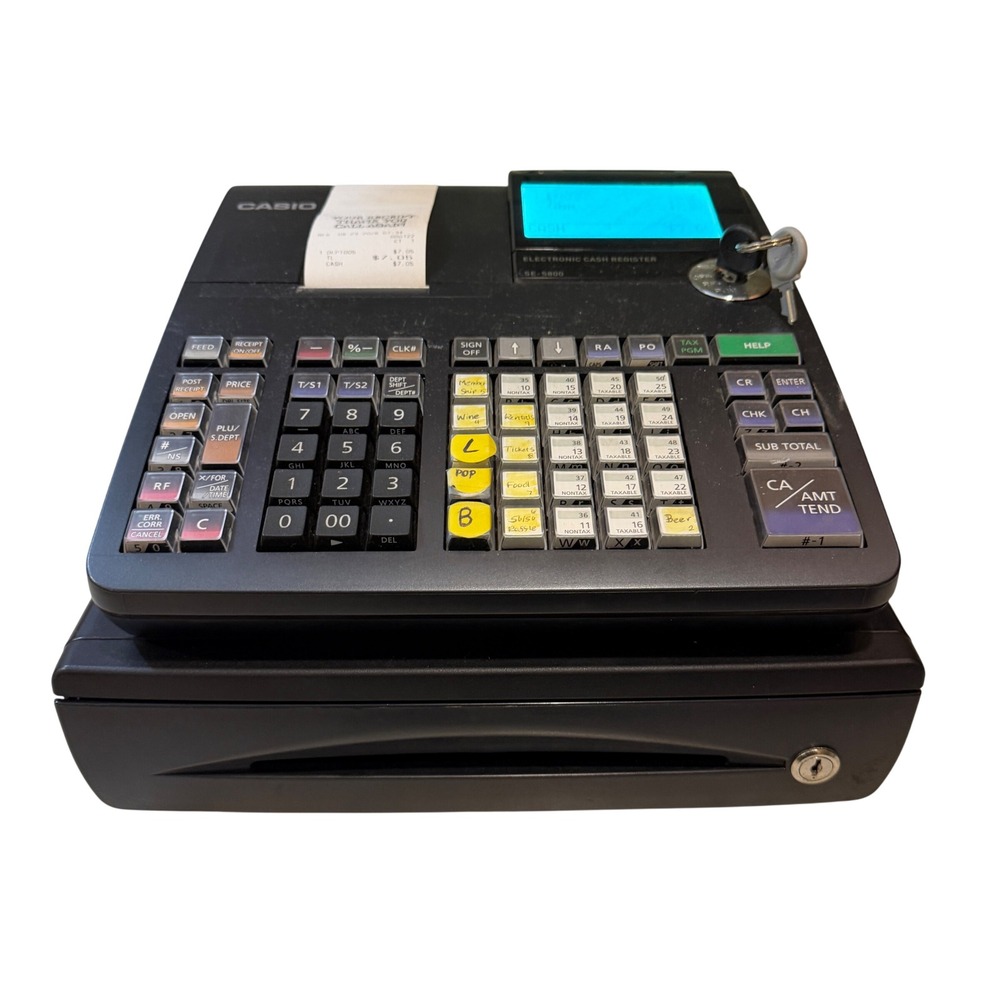 Casio SE-S800 Electronic Cash Register with Thermal Printer and Cash Drawer